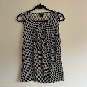 Ann Taylor Black and White Pattern Work Shirt